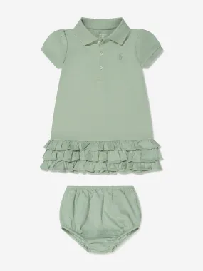 Ralph Lauren Baby Girls Ruffle Dress in Green