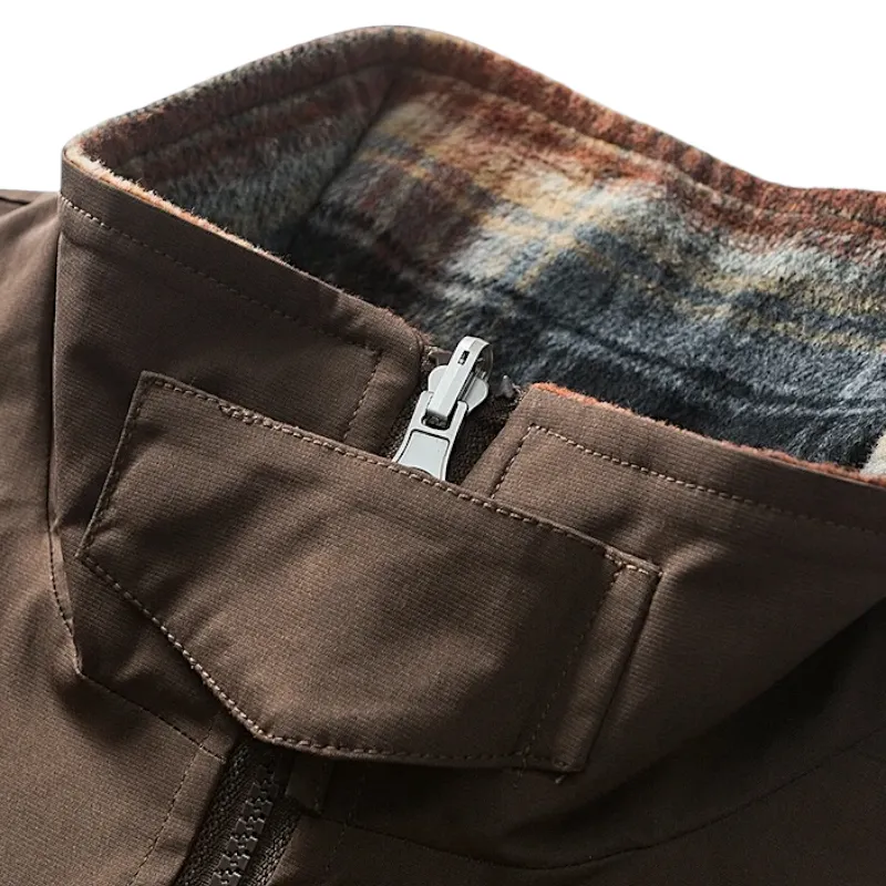 Reversible flannel to water resistant bomber jacket