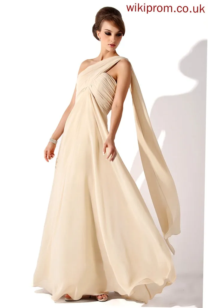 Ruffle Floor-Length Mother of the Bride Dresses the Empire One-Shoulder Dress Chiffon Bride With Mother Cheryl of