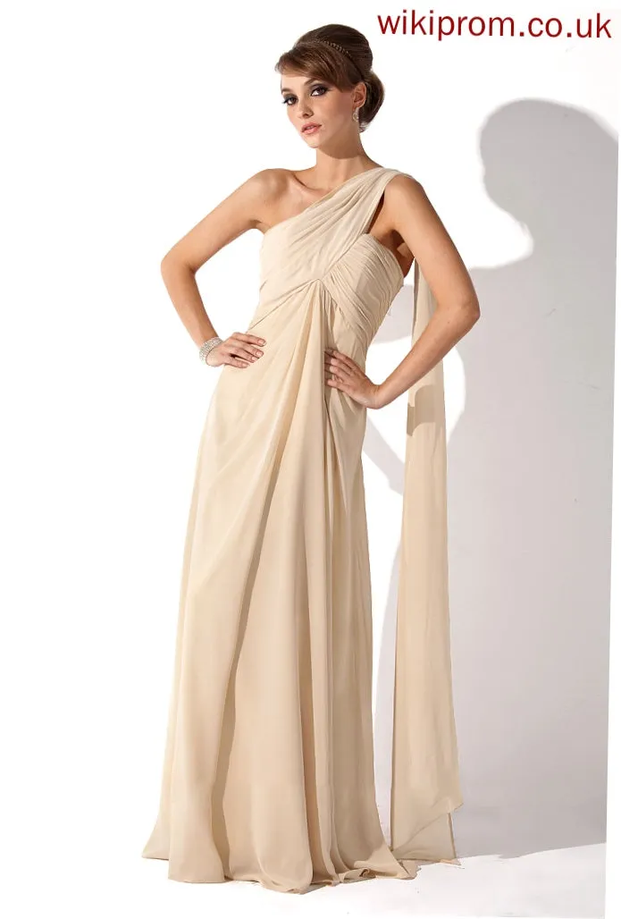 Ruffle Floor-Length Mother of the Bride Dresses the Empire One-Shoulder Dress Chiffon Bride With Mother Cheryl of