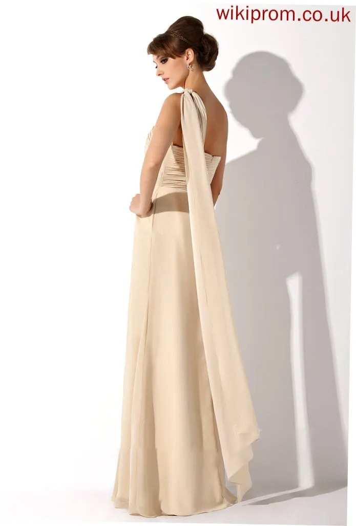 Ruffle Floor-Length Mother of the Bride Dresses the Empire One-Shoulder Dress Chiffon Bride With Mother Cheryl of