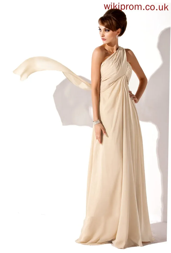 Ruffle Floor-Length Mother of the Bride Dresses the Empire One-Shoulder Dress Chiffon Bride With Mother Cheryl of