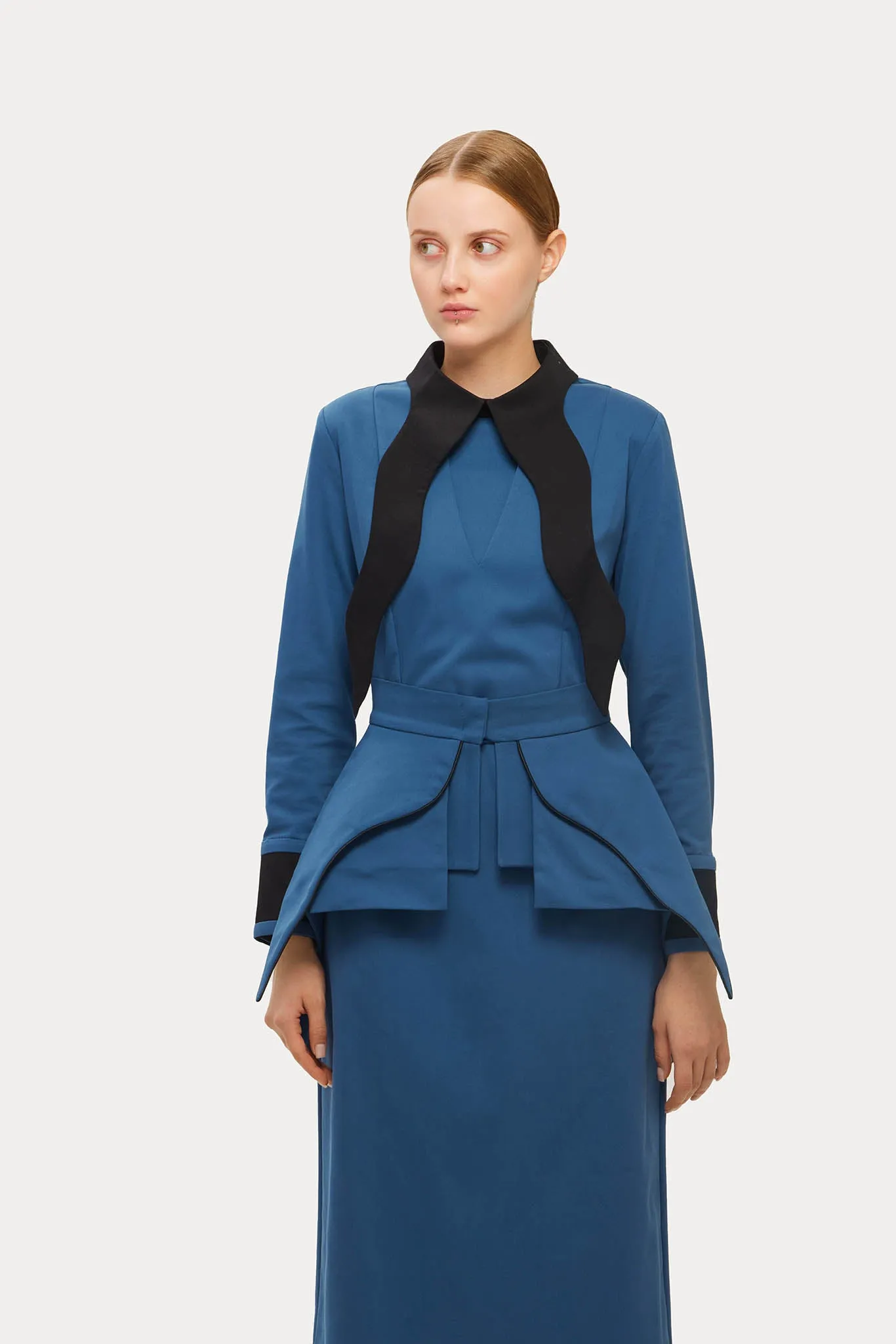 Sculpted Peplum Belt Blue