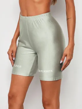 Slogan Graphic High Waist Biker Shorts