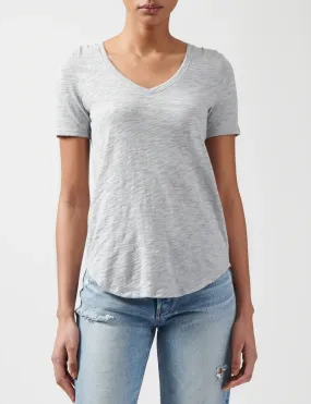 Slub Jersey V-Neck Tee, Heather Grey