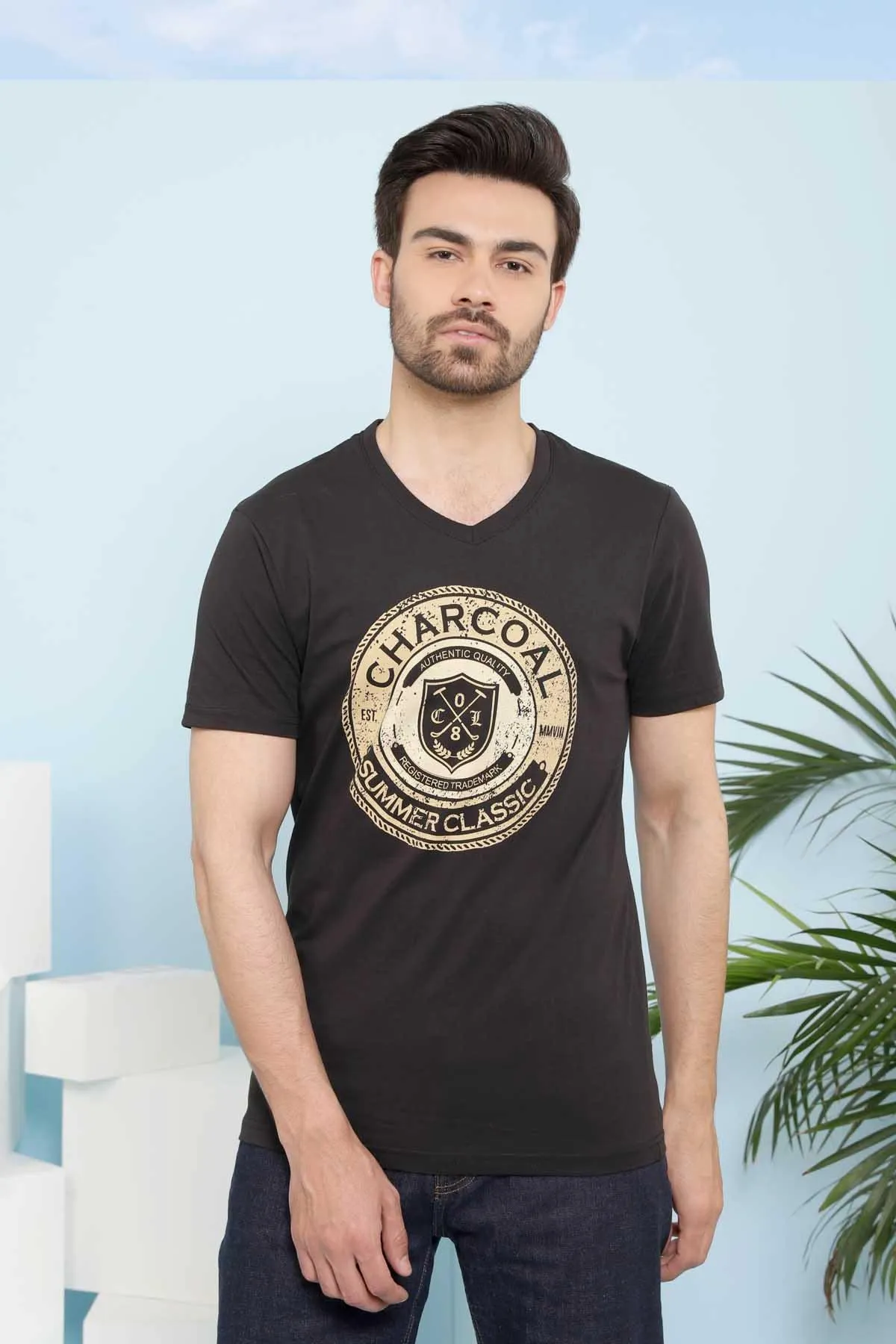 T SHIRT V NECK BLACK