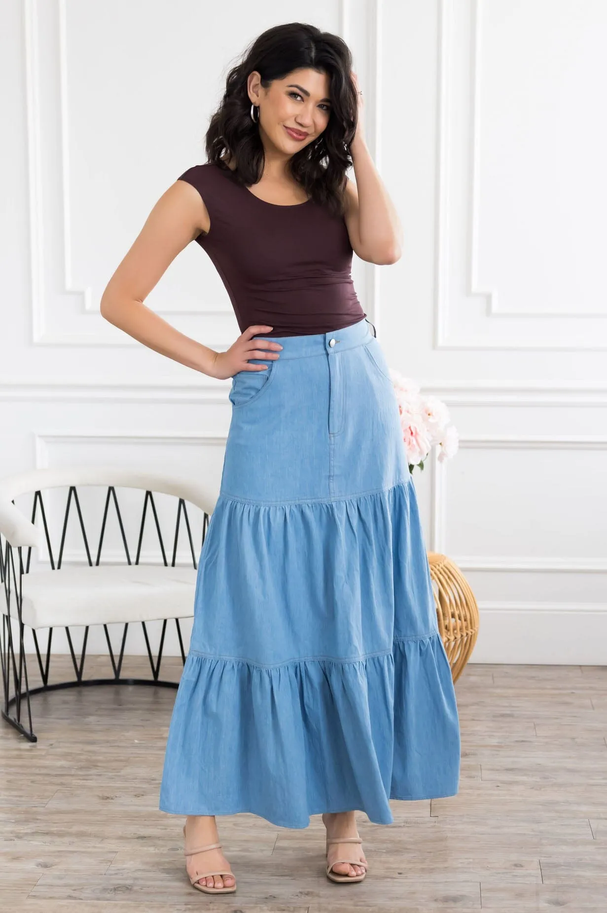 The Fiesta Denim Tiered Skirt