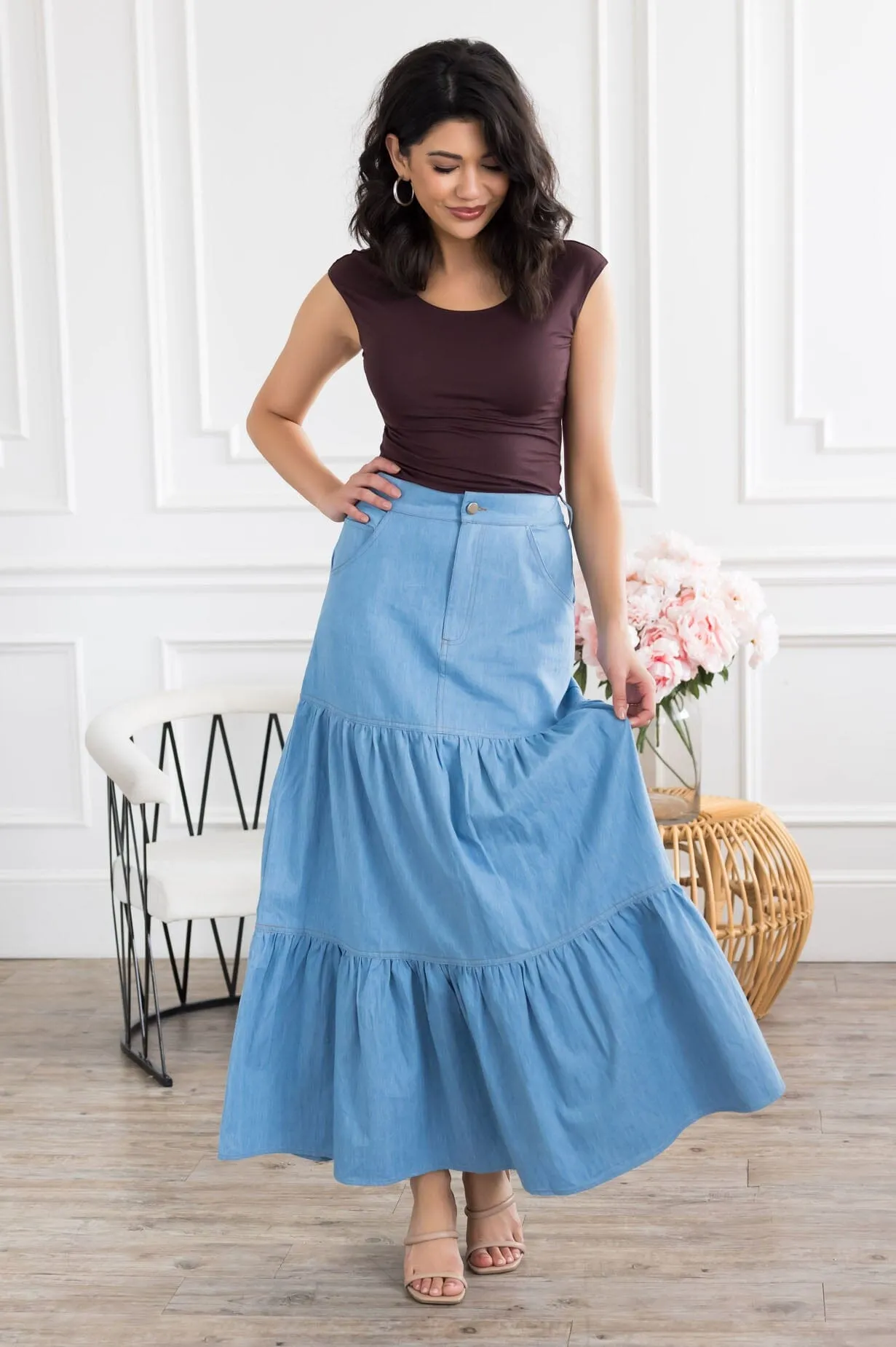 The Fiesta Denim Tiered Skirt