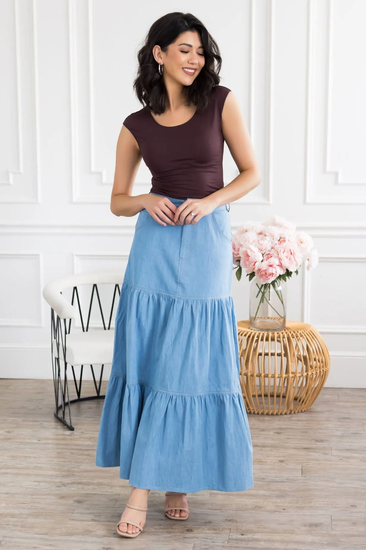 The Fiesta Denim Tiered Skirt