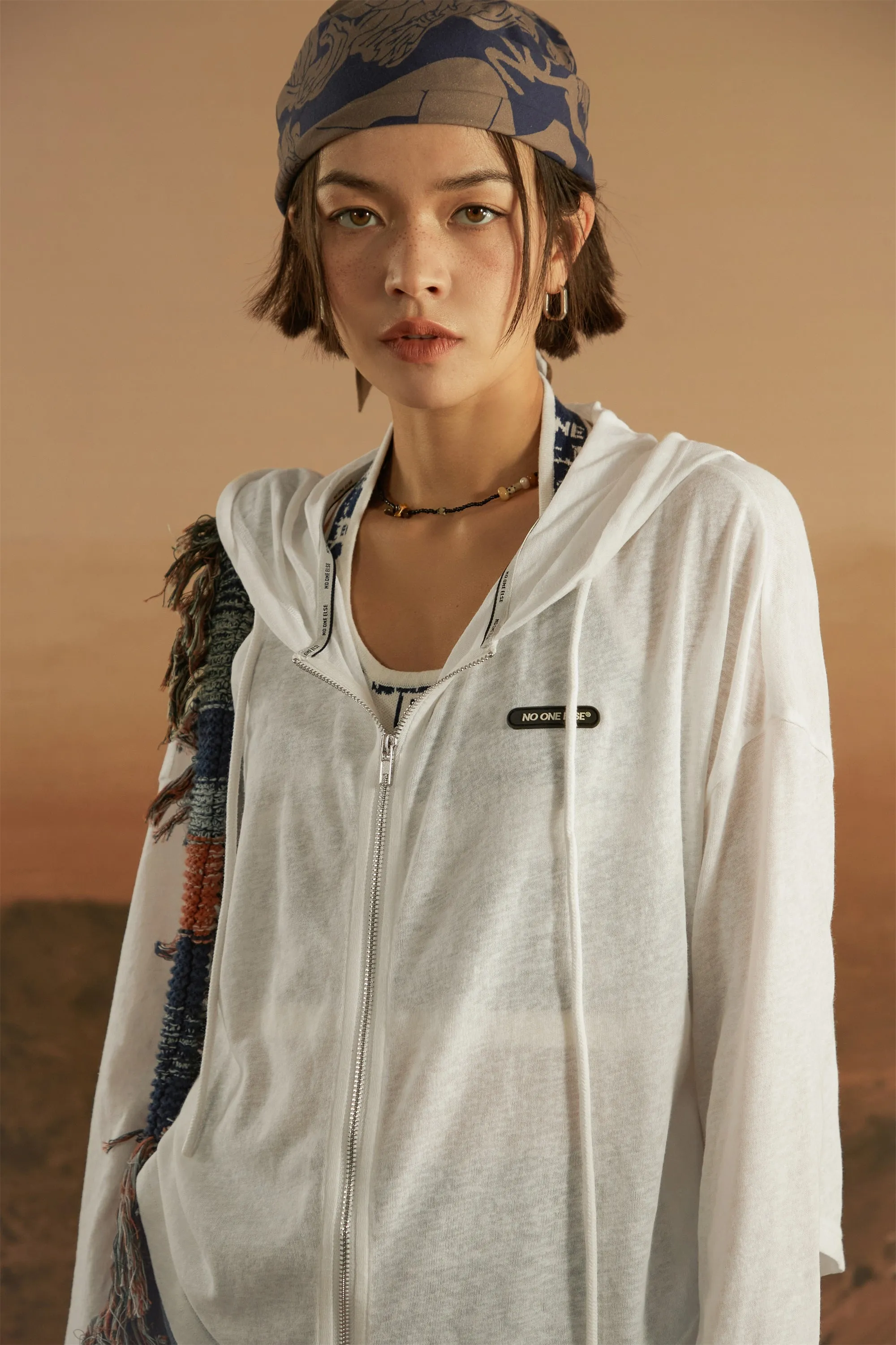 Unbalanced Hooded Zip-Up