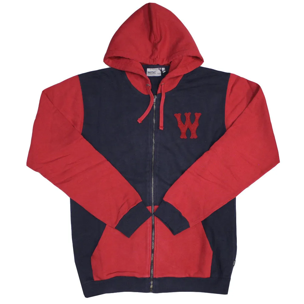 Wesc Franchise Chest Dub Zip Up Hoodie Dark Sapphire