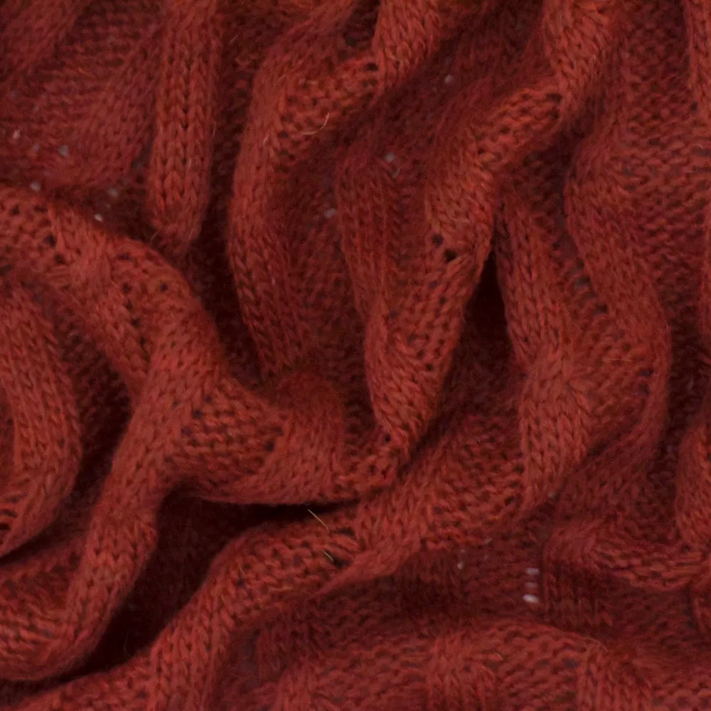 Winter Rust Orange Rib Pattern Wool-Poly Sweater Knit Fabric