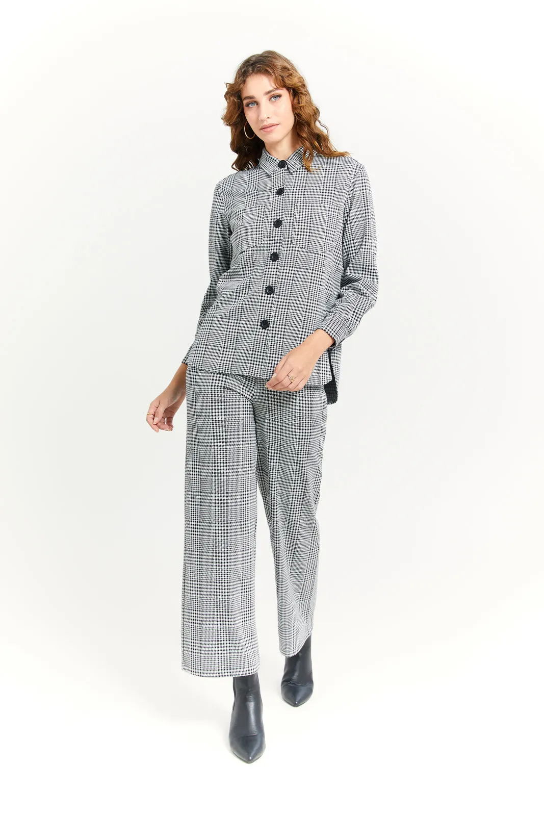 Women Grey Check Oversize Shirt