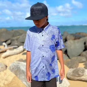 YOUTH PUAKENIKENI ALOHA SHIRT GREY BLUE