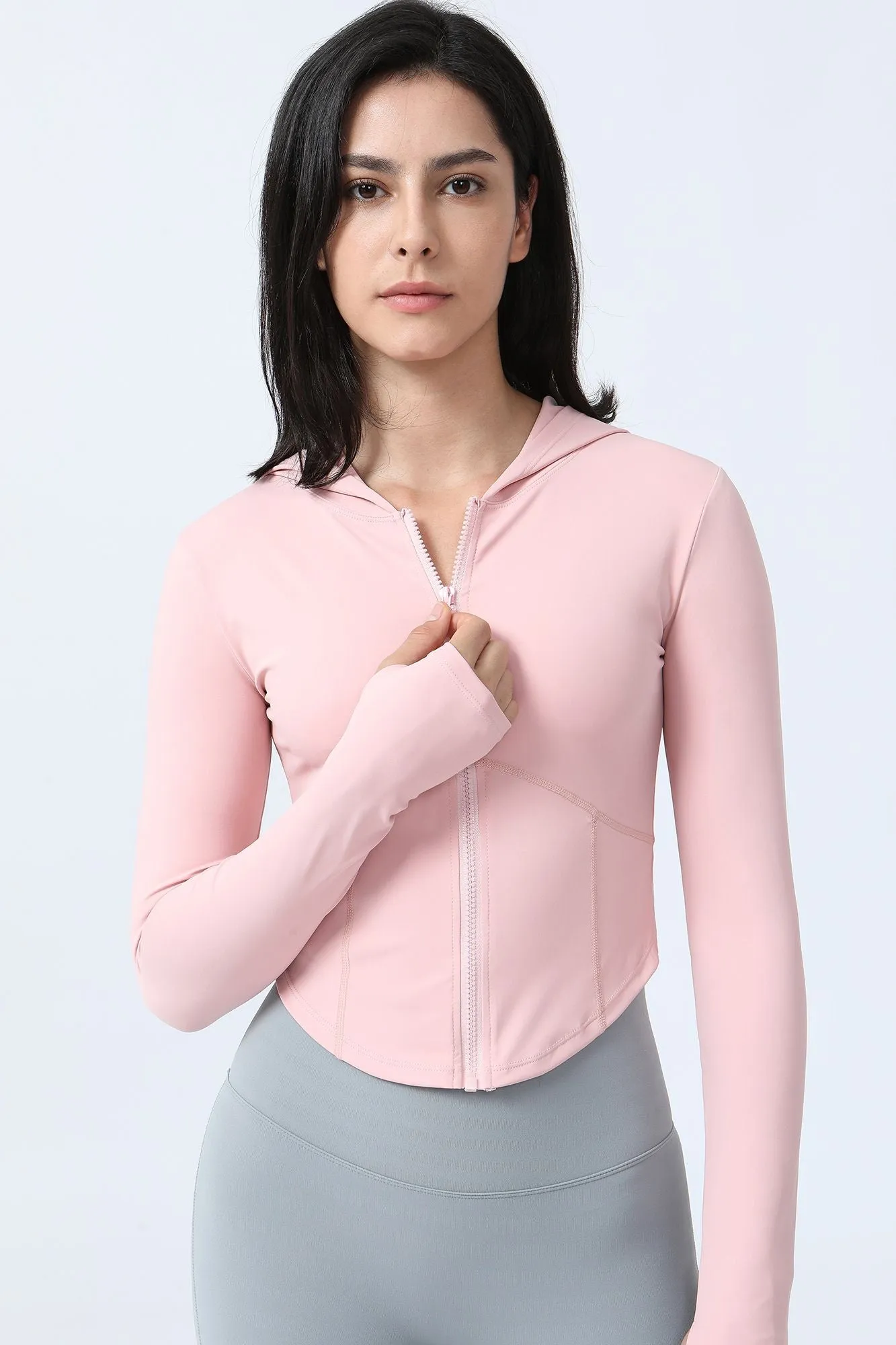 Zip-Up Form Fitted Workout Hoodies